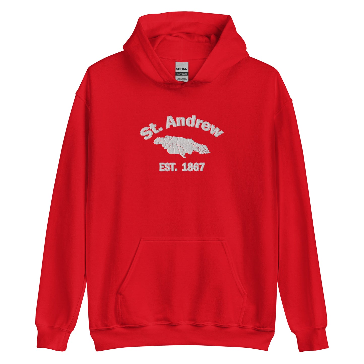 Unisex ST. ANDREW JAMAICA WHITE EMBROIDERED Hoodie